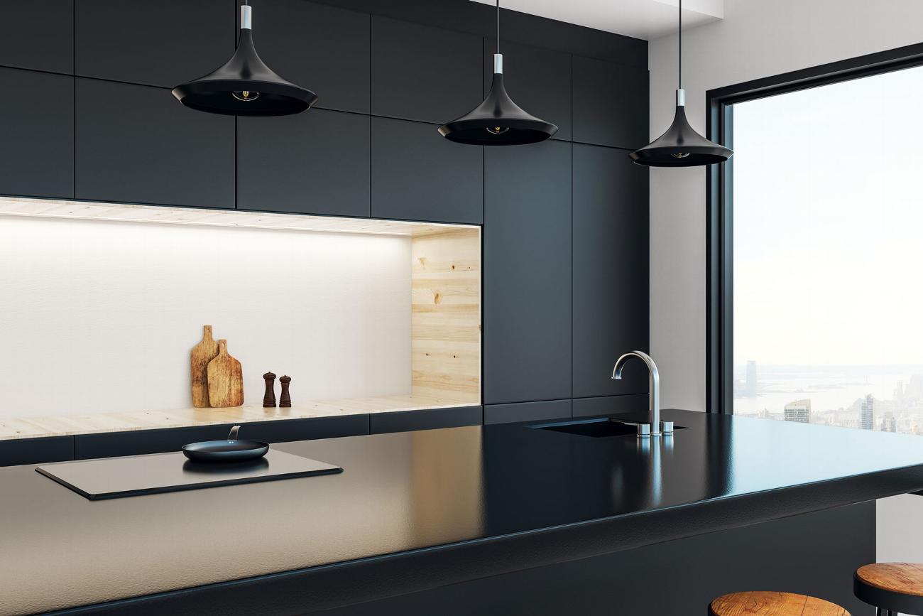 Modern dark kitchen interior